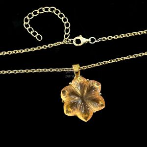 Collar con colgante de flor de piedra lunar melocotón tallada a mano para mujer, hecho a mano con gema de piedra lunar melocotón - Product Image 3