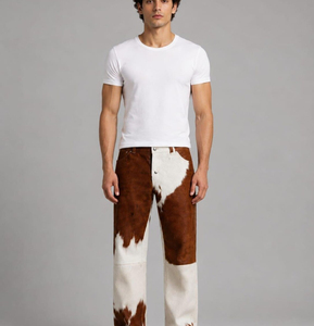 Pantalon de motard en cuir de vache véritable noir, vêtements de moto haut de gamme, vente en gros de pantalons pour hommes - Product Image 1