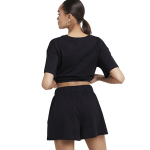 Ensemble élégant pour femmes, t-shirt et short en dentelle unie avec fermeture éclair, doux et confortable, tenue décontractée en deux pièces pour les voyages, le quotidien et les activités de plein air - Product Image 3