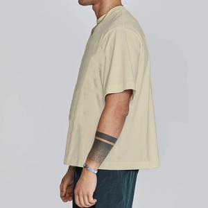 T-shirt Oversize Boxy Beige Personnalisé Streetwear en Coton Lourd, T-shirt Court Beige, Vente en Gros, Logo Personnalisé Premium Boxy F - Product Image 3