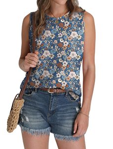 Camisetas sin mangas para mujer, estilo eyelet, holgadas, informales, de verano, cuello redondo, básicas, sin mangas, a la moda 2026 - Product Image 5