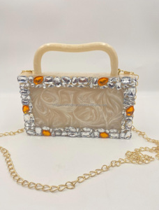 Embrague de resina epoxi con patrón de textura ahumada | Bolso de noche de lujo hecho a mano único | Productos de primera calidad - Product Image 3