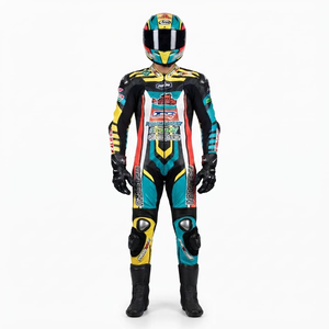 Combinaison de course premium Ramaha pour homme, 1 pièce, en cuir de vache véritable/cuir de kangourou, style MotoCP, combinaison de course sur circuit, niveau de protection 2 - Product Image 1