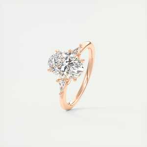 Anillo de compromiso de 2.10 ct con centro ovalado y piedras laterales en forma de cometa, en oro blanco de 14K, cultivado en laboratorio - Product Image 2