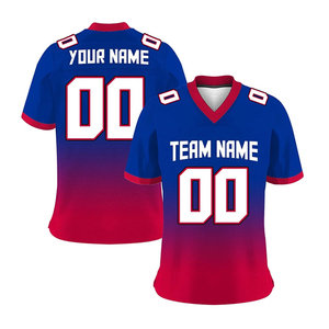 Custom American Football Jersey Men's V-Neck Short Sleeve Gradient Color Sublimated Print Moisture Polyester Sport Apparel - Product Image 1