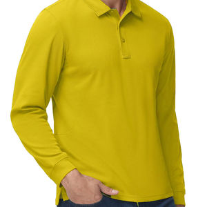 Camiseta de golf con cuello alto y estampado para hombre, polo deportivo de color liso personalizado, transpirable y de manga larga. - Product Image 1