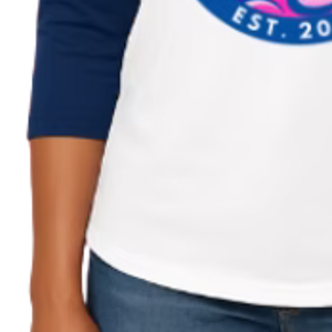 Women's White and <b>Navy</b> Blue Baseball Shirt Casual Three Quarter Sleeve Raglan Tee Everyday Comfortable Lifestyle Clothing <b>Top</b> - Product Image 2
