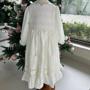 Vestido Largo de Encaje para Bautizo, Color Personalizado, Hecho a Mano, Vestido de Noche de Lujo para Niñas, Mangas Cortas, Suministro OEM ODM - Esther - Product Image 1