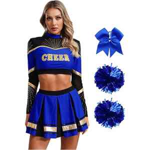 Haut sans manches en nylon doux et très élastique, respirant, avec jupe plissée, pour uniforme de cheerleading de club scolaire - Product Image 6