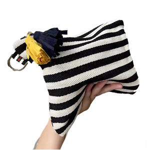 Women's Fashionable Large/Medium Foldable Canvas Zipper Closure Panelled Design <b>Makeup</b> Trolley Case <b>Travel</b>-Ready Cosmetic <b>Bag</b> - Product Image 2