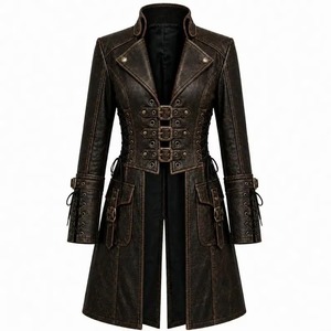 Manteau Pirate en Cuir de Vachette Marron pour Femme, Veste de Capitaine Gothique Steampunk (Sur Mesure) - Product Image 4