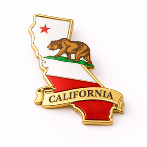 ทำของที่ระลึกสำหรับนักท่องเที่ยวในเมืองของคุณเอง ของที่ระลึกแบบกำหนดเอง  เข็มกลัดโลหะเคลือบลายแคลิฟอร์เนีย - Product Image 6