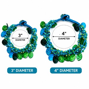 Bohemian Shell Beaded Bracelet Green Blue Plant Pattern Unisex Jewelry - Product Image 3