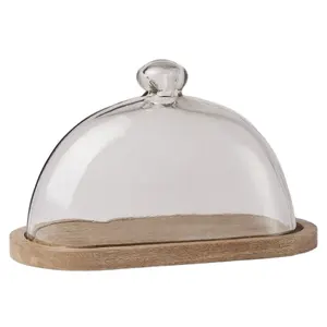 Prato de madeira e vidro para bolo de queijo, prato decorativo de metal em formato oval, decoração de casa de alta qualidade
