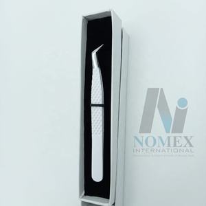 Pince à épiler d'extension de cils à pointe argentée enduite de poudre blanche de haute qualité outil de beauté en acier inoxydable solide soins personnels - Product Image 3