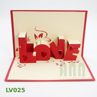 ANN HANDICRAFT LV025 Cartes de vœux personnalisées avec logo 3D écologiques pour la Saint-Valentin, l'anniversaire de l'amour - Papier imprimé numériquement