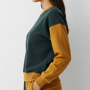 Sweat-shirts pour femmes surdimensionnés à col rond, fabriqués sur mesure, de haute qualité, 100% coton, couleur contrastée, respirants, pour la saison d'automne - Product Image 2