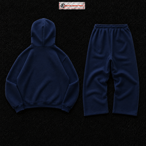 Conjunto Deportivo Personalizado Azul Marino para Hombre, Sudadera con Capucha Extra Grande, Pantalones Jogger, Estampado Gráfico Gris, Ropa Deportiva Urbana al por Mayor - Product Image 6