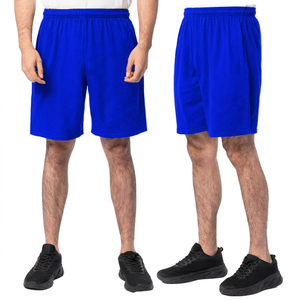 Shorts Bermuda pour homme, noirs unis, à séchage rapide, taille élastique, décontractés, en polyester tricoté, shorts de sport - Product Image 3