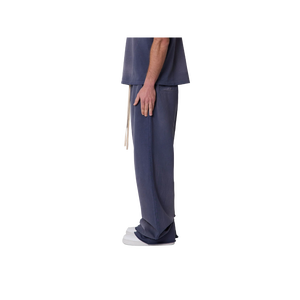 Men's Navy Blue Casual Pants Elastic Waist Side Pockets Breathable Lightweight Oxford Fabric Summer Wear - Product Image 4