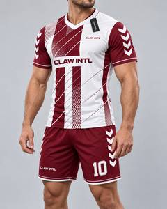 ชุดเสื้อฟุตบอลชาย CLAW INTL คอวี แขนสั้น ลายทาง ระบายอากาศได้ดี ผลิตจากโพลีเอสเตอร์ ทรงพอดีตัว - Product Image 2