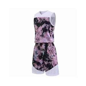 Ensemble d'uniformes de basketball sans manches à col en V, séchage rapide, respirant, polyester/coton, taille élastique, logo personnalisé sur le devant, maillot d'équipe - Product Image 1