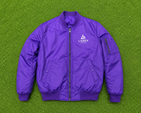 Blouson aviateur d'hiver violet personnalisé de haute qualité pour hommes, fabrication OEM, marque privée, vêtement d'extérieur décontracté en tissu polyester premium, vente en gros