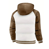 Doudoune matelassée color block blanc et violet, hiver, décontractée, épaisse, en polyester, avec fermeture éclair, broderie, capuche, lettres, bambou