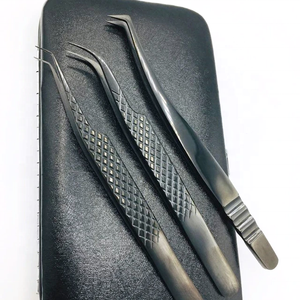 Ensemble de pinces à cils RMI en acier inoxydable anti-magnétique de 10 mm, pointe de précision noire avec revêtement plasma pour extensions de cils - Product Image 3