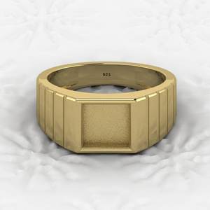 Anillo de sello de alta calidad chapado en oro de 18K con diseño de reloj cuadrado de 7mm, engaste de cabujón con bisel en blanco y relleno de resina, accesorios de joyería - Product Image 1