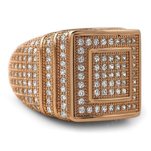 Bague en acier inoxydable plaqué or avec zircon micro-pavé, style signet carré pour homme, cadeau de fête - Product Image 5