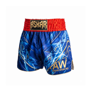 Pantalones Cortos de Boxeo Askar con Estampado por Transferencia Térmica, Unisex, Negros, de Secado Rápido, Transpirables, Ligeros, de Algodón/Poliéster, para Artes Marciales, para Adultos - Product Image 1
