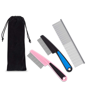 Râteau démêlant professionnel pour animaux de compagnie, 12 dents larges en acier inoxydable, peigne pour chien et chat, poignée antidérapante, sûr - Product Image 1