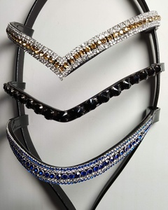 Tapis de bride de cheval en cuir rembourré Softy de qualité supérieure le plus vendu avec bande de sourcils en cristal Meilleurs produits de cheval de classe - Product Image 6