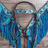 Têtière à nœuds personnalisée en cuir véritable pour cheval, style western – Meilleure vente