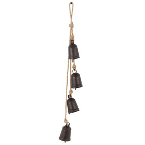 Iron Wind <b>Chime</b> <b>Bells</b> Hanging Rope Decorative Garland Traditional Home Decoration Craft Black Nickel Plated Antique Inspired - Product Image 1