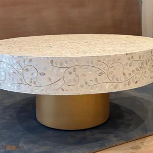 Mesa con Incrustaciones de Hueso de ILAHI, Diseño Moderno con Detalles de Ágata, Almacenamiento Portátil, Muebles para el Hogar - Product Image 1