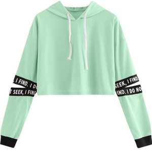 Hoodies courts pour femmes, style streetwear automne/hiver, 100% coton, respirants, séchage rapide, doublés, manches longues, personnalisables à l'avant - Product Image 1