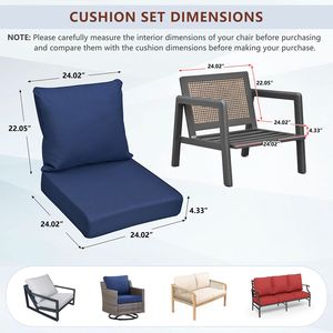 Set di Cuscini Profondi Impermeabili e Resistenti allo Sbiadimento per Esterni, Sostituzione per Sedie da Patio e Cuscini Rimovibili per Mobili da Esterno - Product Image 5