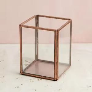 Designer Living Metal Terrarium Glass Planter Stylish Indoor Plant Holder Geometric Home Decor - Product Image 1