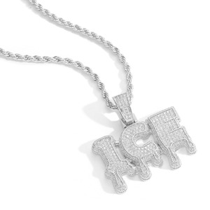 Collar con Colgante de Letra Personalizado con Incrustaciones de Circonitas, Chapado en Oro, Amuleto con Nombre en Estilo Hip Hop, Joyería para Regalo de Pareja - Product Image 4
