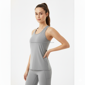 Camiseta sin mangas de algodón 100% con espalda cruzada para mujer, marca privada, logotipo personalizado, lisa, sin estampado, tipo jersey, sin mangas, fabricante al por mayor - Product Image 1