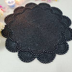 Highly Decorative Bohemian Multiple-Colored <b>Beads</b> Design Polyester Cotton Handmade Eco-Friendly <b>Placemat</b> Mats for Home Dining - Product Image 6