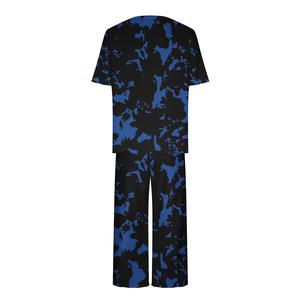 Conjunto de Pijama de Punto a Rayas Rosas para Mujer, Manga Corta, Cuello Redondo, Ropa de Dormir Informal de Verano, Cintura Elástica, Pantalón de Tres Cuartos - Product Image 4