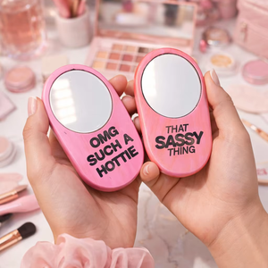 กระจกพกพาไม้รูปวงรี งานแฮนด์เมด ดีไซน์มินิมอล มีตัวเลือกสีตามสั่ง สลักชื่อได้ เหมาะสำหรับเป็นของขวัญวันเกิด/วันครบรอบ - Product Image 1