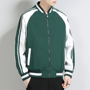 เสื้อแจ็คเก็ตวาร์ซิตี้สีดำครีมสำหรับผู้ชาย ปกคอพับ ปิดด้วยซิป ทรงปกติ สีพื้น ผ้าโพลีเอสเตอร์ เหมาะสำหรับใส่ในฤดูใบไม้ร่วง - Product Image 6