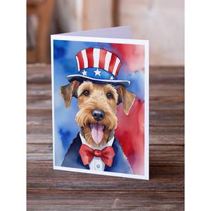 Airedale Terrier-Cartes de vœux patriotiques américaines fantaisistes-Pack de 8 cartes vierges avec enveloppes Taille A7 5x7 - Product Image 2
