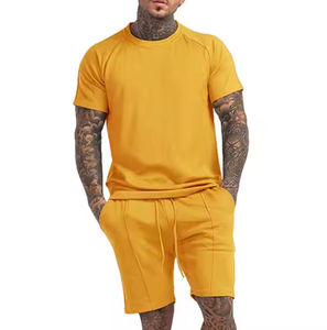 Ensemble short et t-shirt col rond pour homme, en coton 100% écologique, léger, 250g, avec impression numérique et broderie - Product Image 5