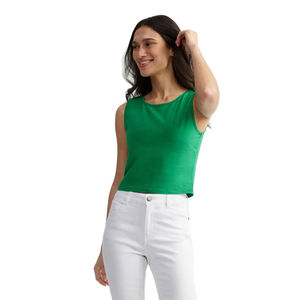 Nouveau débardeur court vert tendance pour femme 2026 – T-shirt sans manches en coton doux, idéal pour le streetwear et les tenues décontractées - Product Image 1