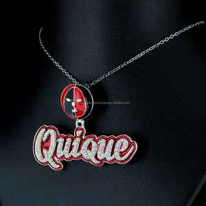 Personalizado rojo VVS Moissanite Logo colgante helado brillante corte diamante 925 Plata oro chapado Hip Hop letra esmalte colgante fiestas - Product Image 5